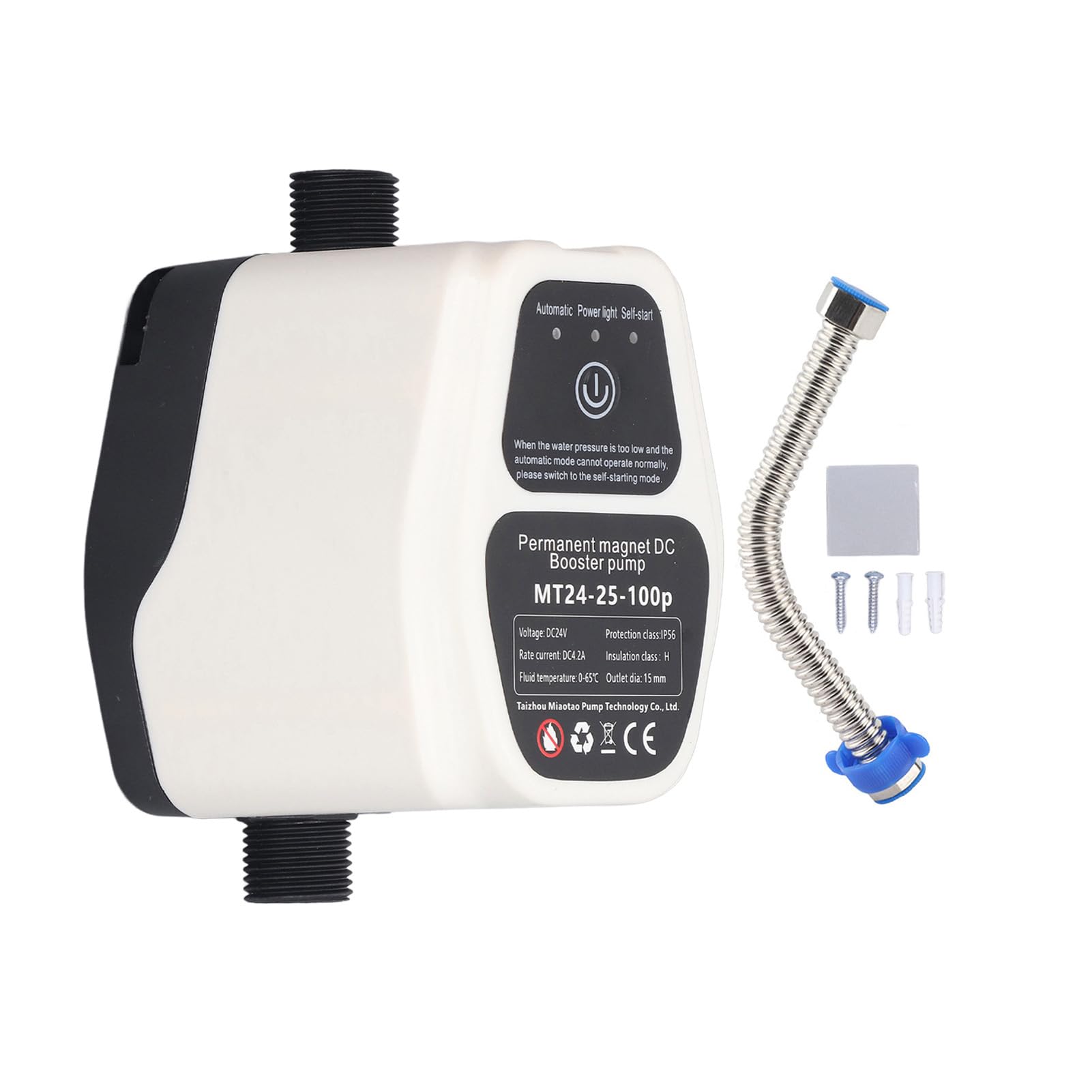 Bomba de Refuerzo de Presión de Agua, 100-240V Bomba de Refuerzo de bajo Ruido Detección Inteligente para Baño (Enchufe UE 100‑240V)