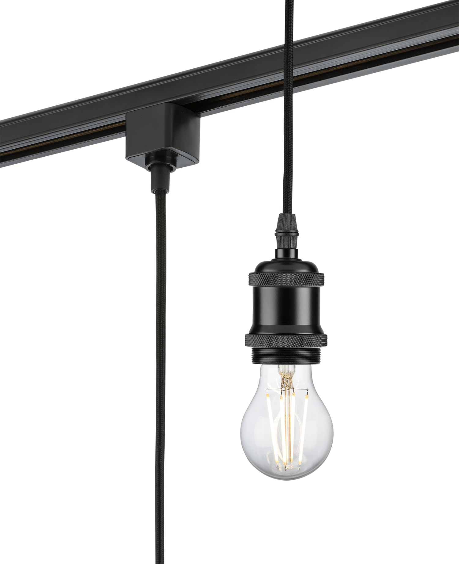 Knightsbridge 230V 1.8M E27 Vintage Track Pendant - Black