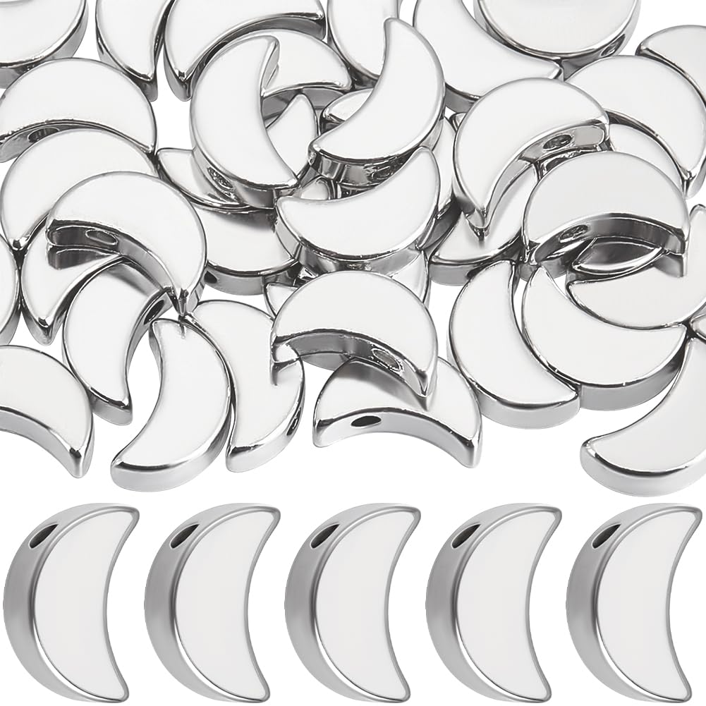 Perles croissant de lune en laiton plaqué platine durable Beebeecraft pour des bijoux raffinés