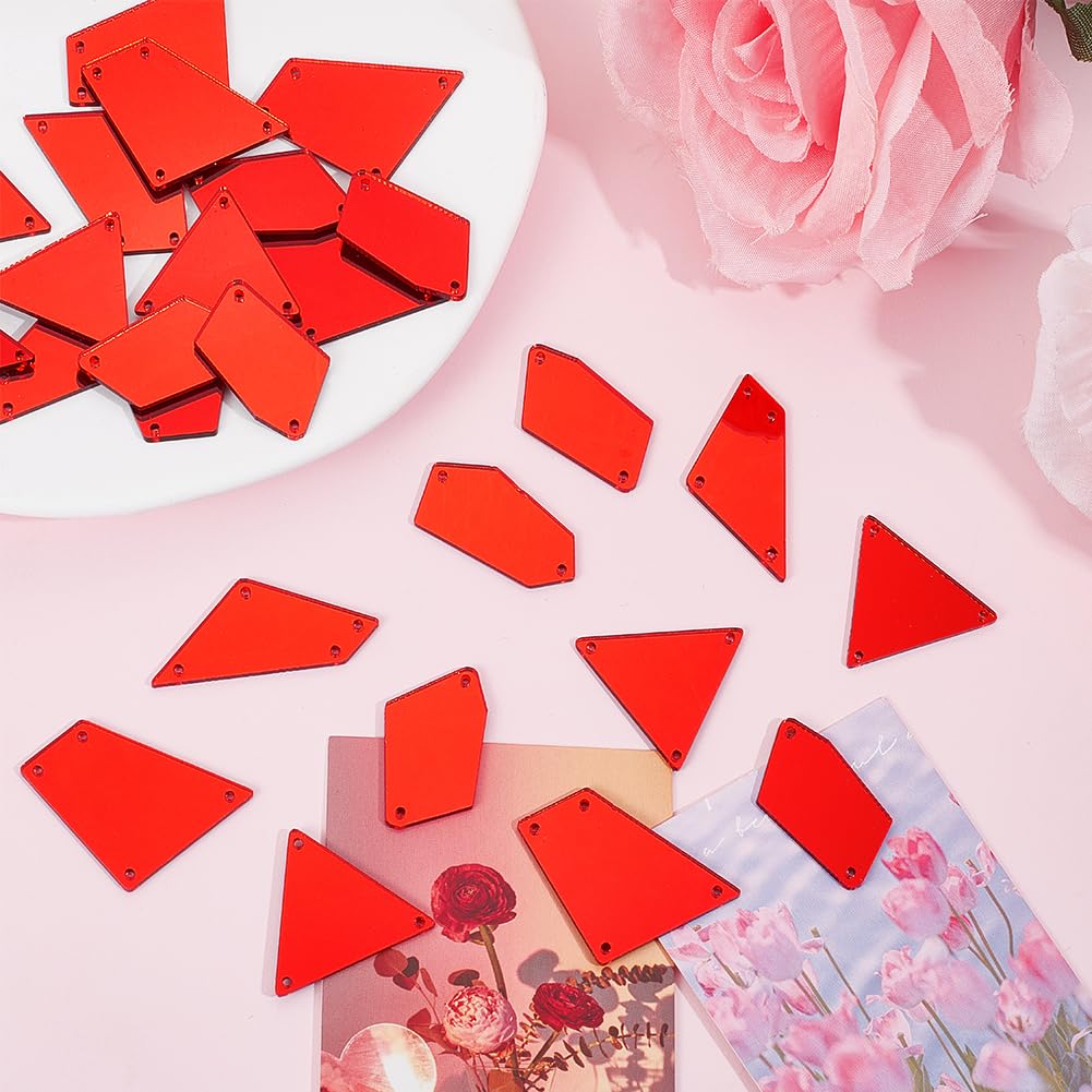 Mirror Rhinestones For Sewing – 50pcs Red Acrylic Flatback Gems For Dresses, Crafts - View #11