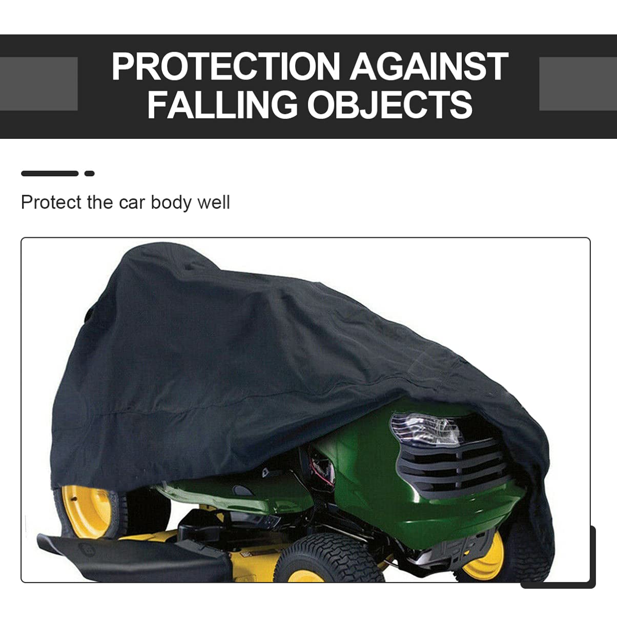 Yardwe Prato Falciatrice Copertura Equitazione Rasaerba Copertura Impermeabile Heavy Duty Prato Trattore Copertura Antivento per Il Veicolo Outdoor Erba Nero della Macchina