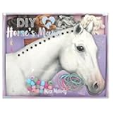 12484 Miss Melody Horse Mane Braiding DIY Set Including 8 Cardboard Boxes in Horse Head Shape, 4 Wool Threads and Colourful Rubber Bands and Clips