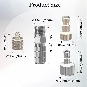HUBEST 6-Piece Airbrush Adapter & Quick Release Coupling Set - Includes 1/8 to Badger Hose Adapter, 2 Badger Plugs, 2 Standard 1/8 Plugs & Coupler - Complete Conversion Kit for Badger, Iwata, Master