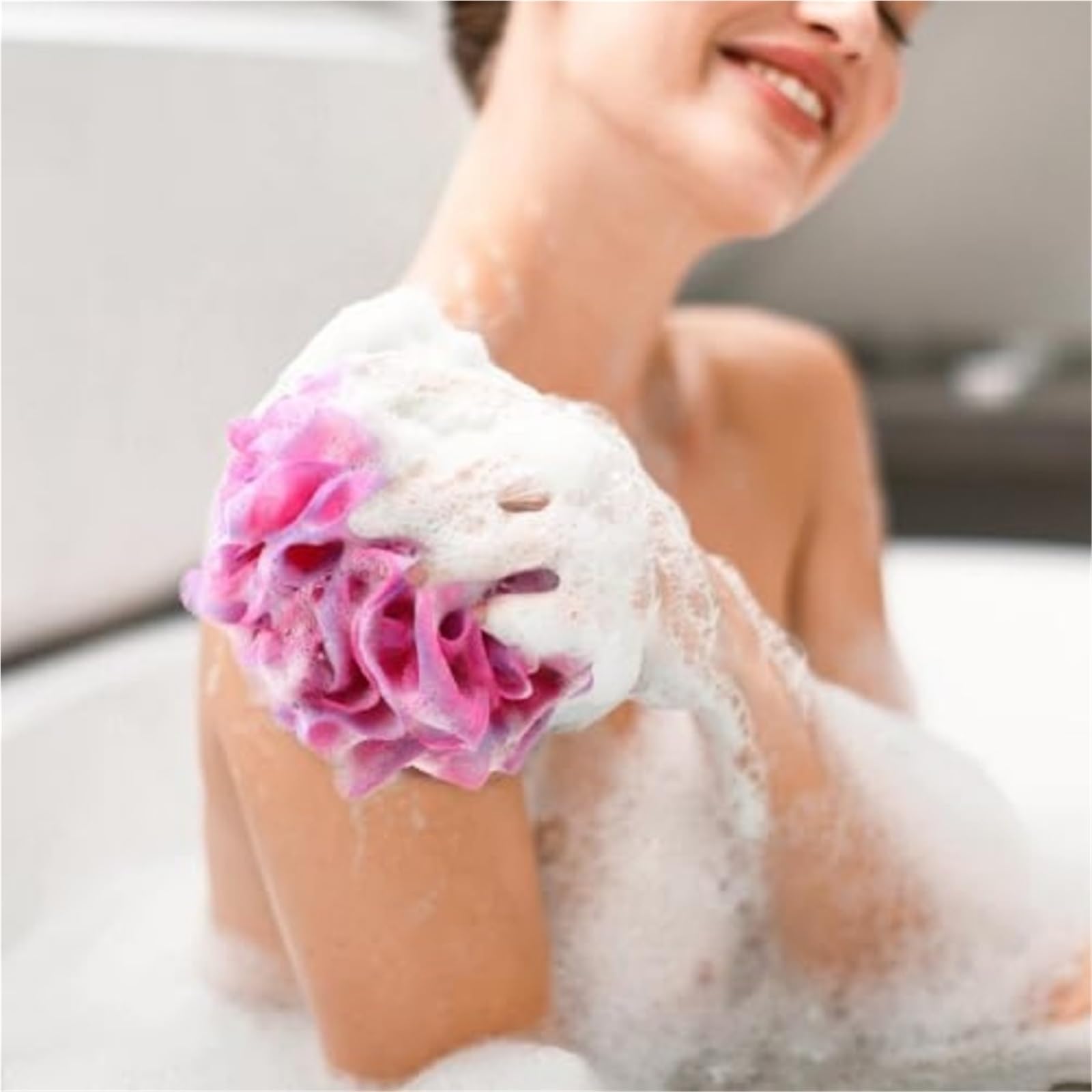 Esponja de Baño de Malla Large Loofahs Shower Sponge- Pack of 6 | Exfoliating Body Scrubber Shower Scrunchies Mesh Pouf Bath Sponges