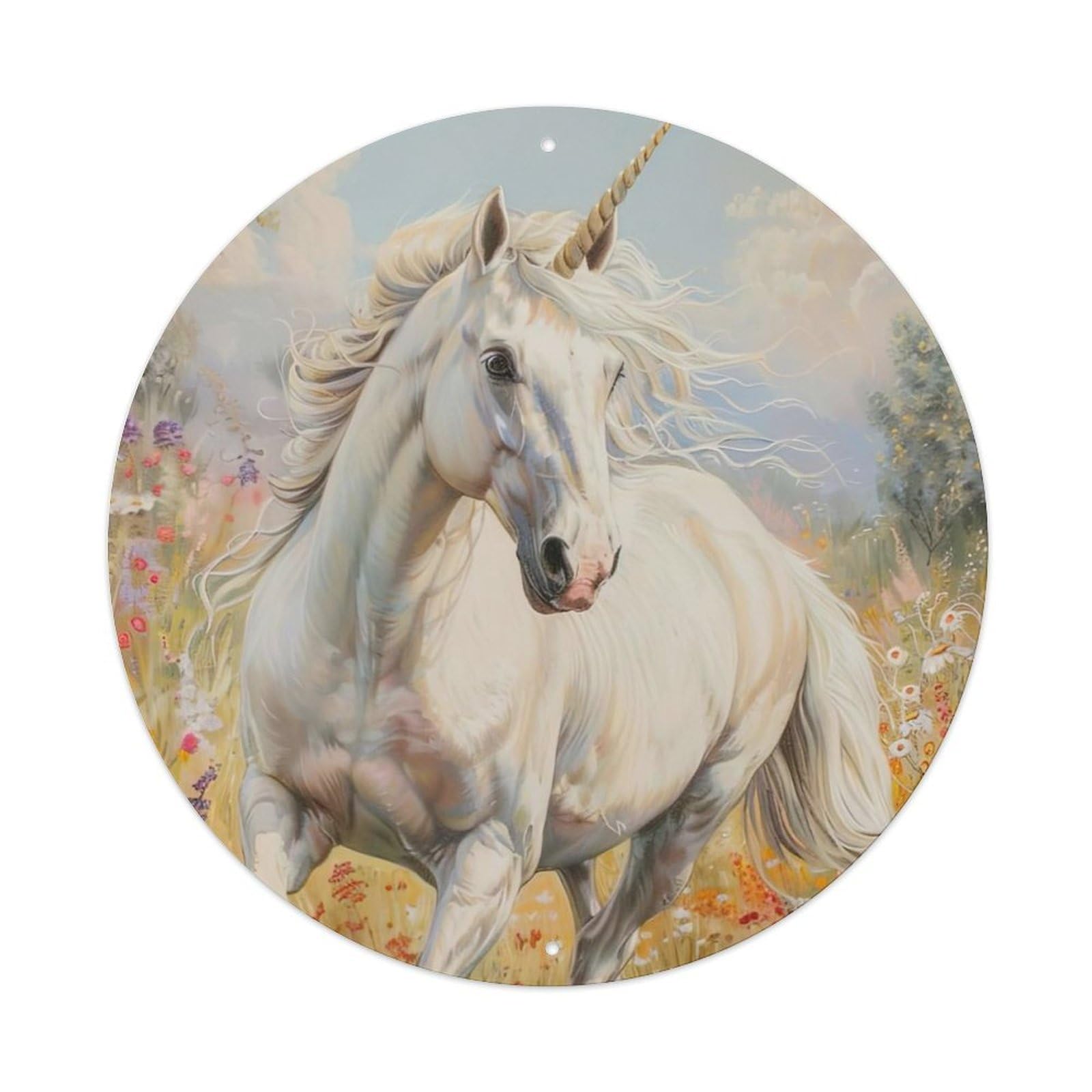 Animal Prancing White Horse Metal Tin Sign
