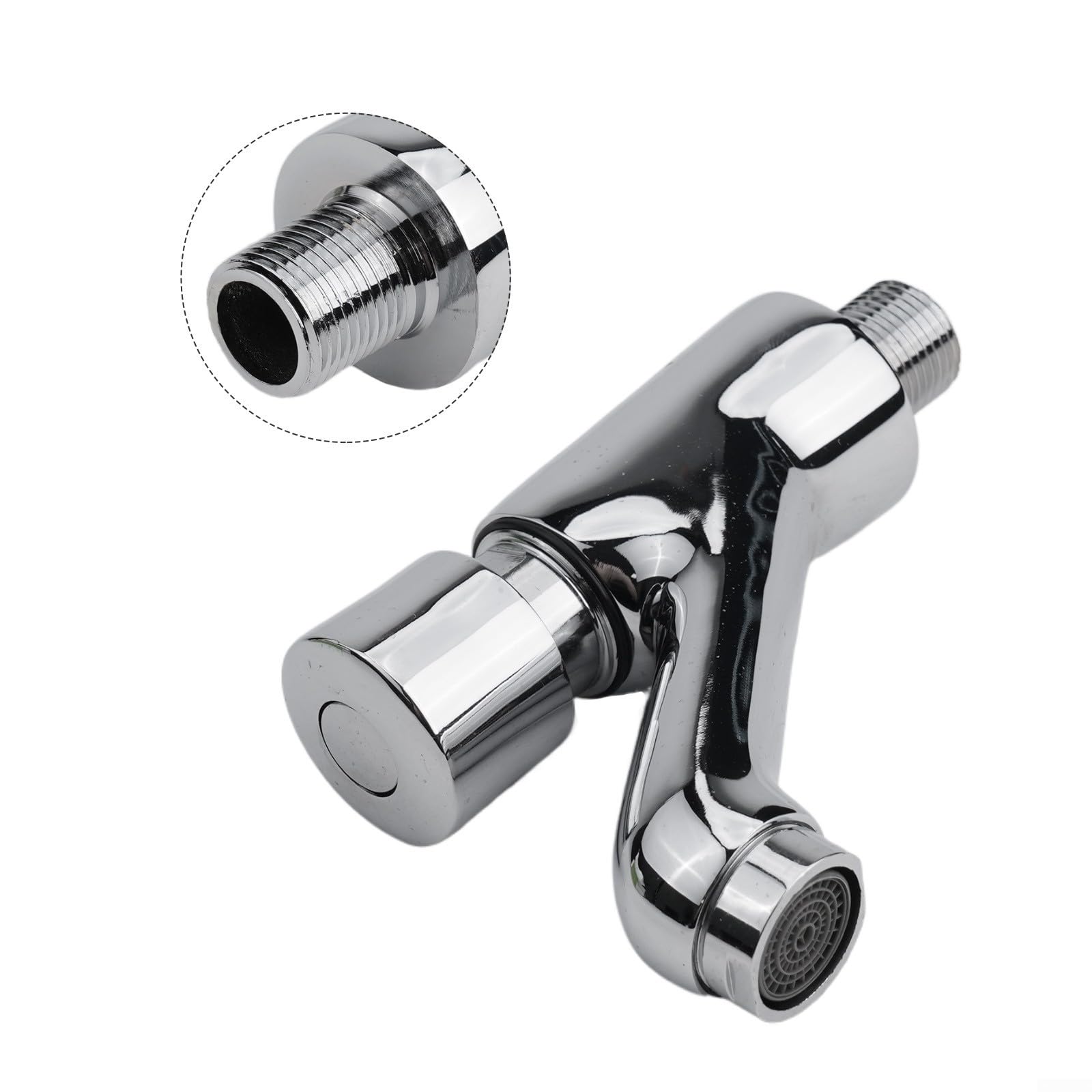 Wall Mounted Self Closing Tap Single Cold Water Brass Chrome Bathroom Basin Faucet Push Button Delay Closing Public — view 9