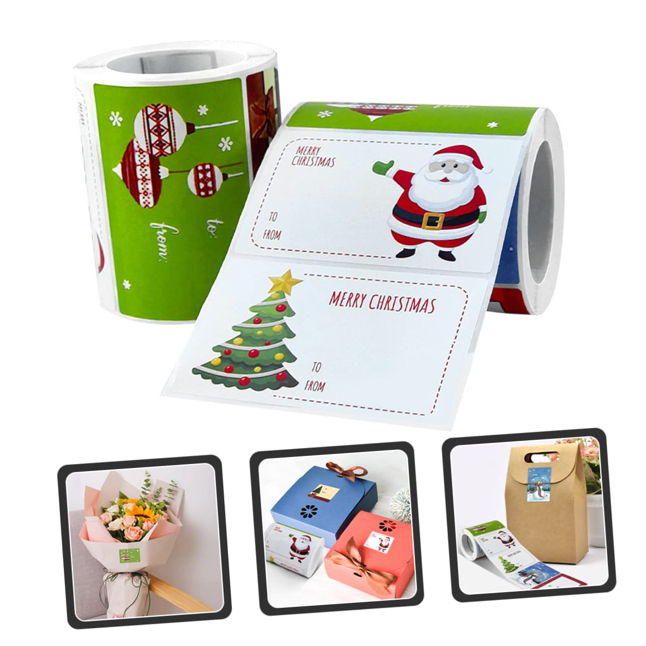 8rollos Pegatinas De Navidad Autoadhesivas Para Cajas Diseño De Elementos Festivos Para y Decoraciones De Calcomanías Rectangulares Estilo Divertido