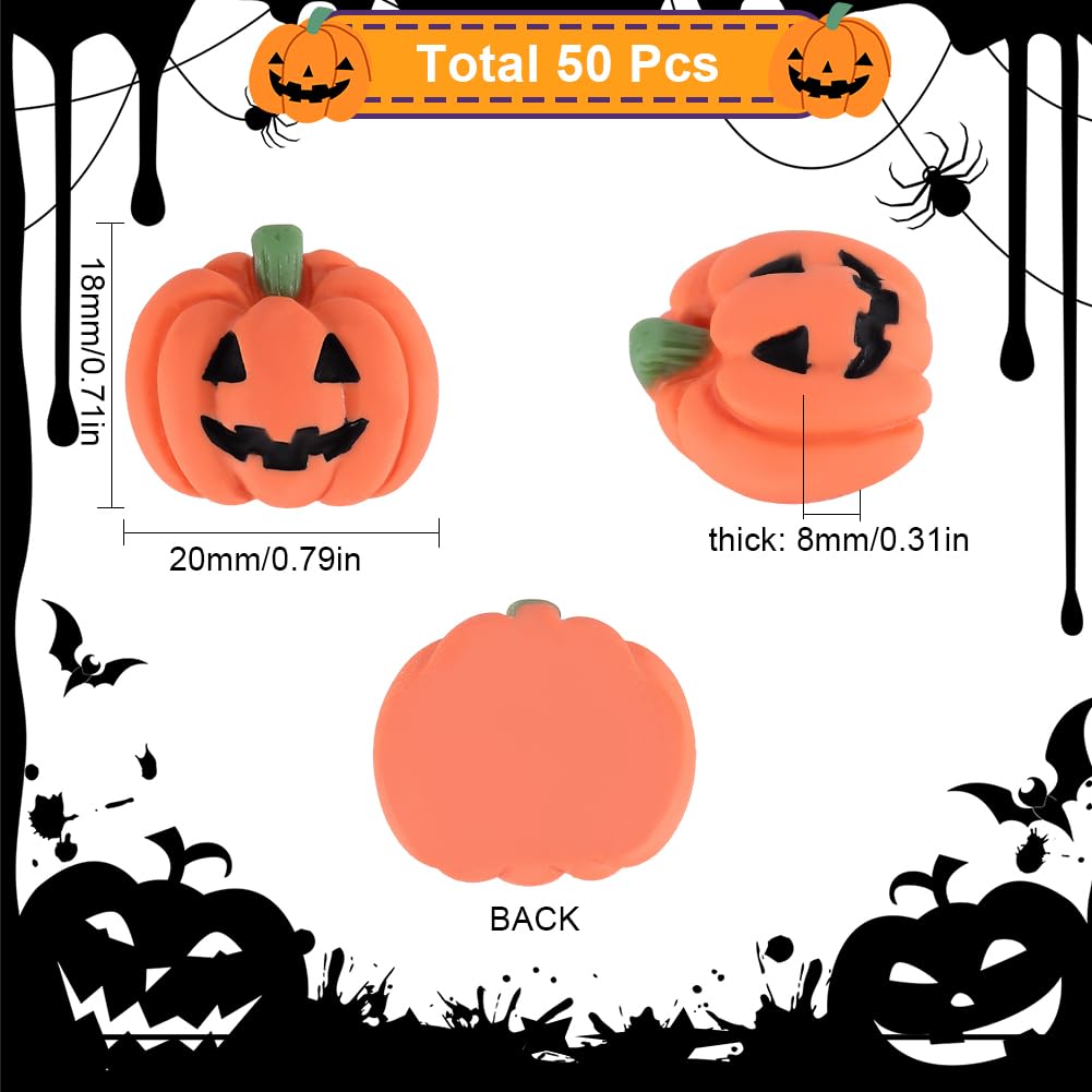SUNNYCLUE 50 Cabochon Di Halloween A Forma Di Zucca In Resina 3D - Ciondoli Arancioni Per Creazioni Gioielli E Scrapbooking