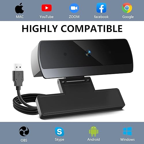 Miniatura 3 de Cámara web Full HD 1080p para PC Cámara para computadora portátil Cámara web Cámara de transmisión de escritorio, micrófono incorporado, Plug & Play