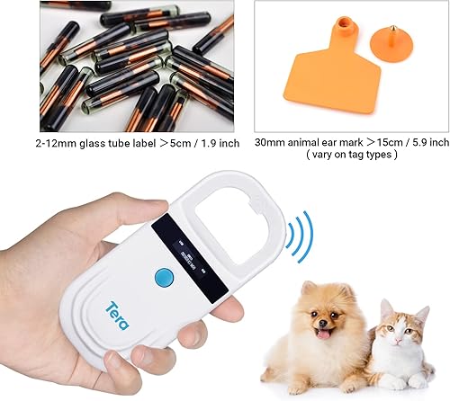 Miniatura 6 de Tera Escáner de lector de microchip para mascotas con anillo en D RFID Escáner portátil de identificación de chip animal con pantalla OLED Escáner
