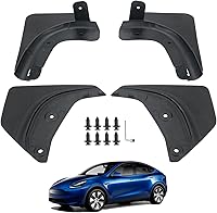 Vista 1 de Solapas de barro Jawjut, compatibles con Tesla Model Y 2023 2024, accesorios de protección contra salpicaduras, no requiere taladrar, negro
