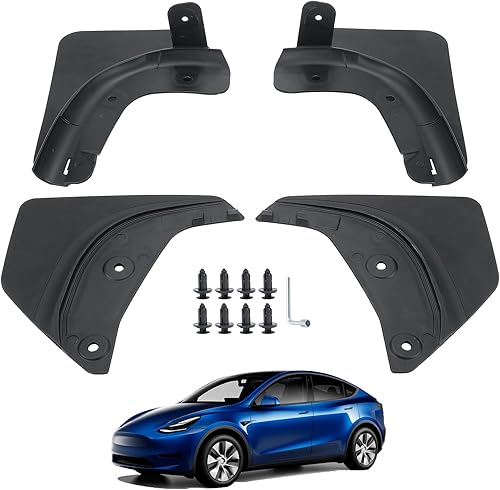 Jawjut Solapas de barro, compatibles con Tesla Model Y, accesorios de protección contra salpicaduras, no requiere perforación, color negro
