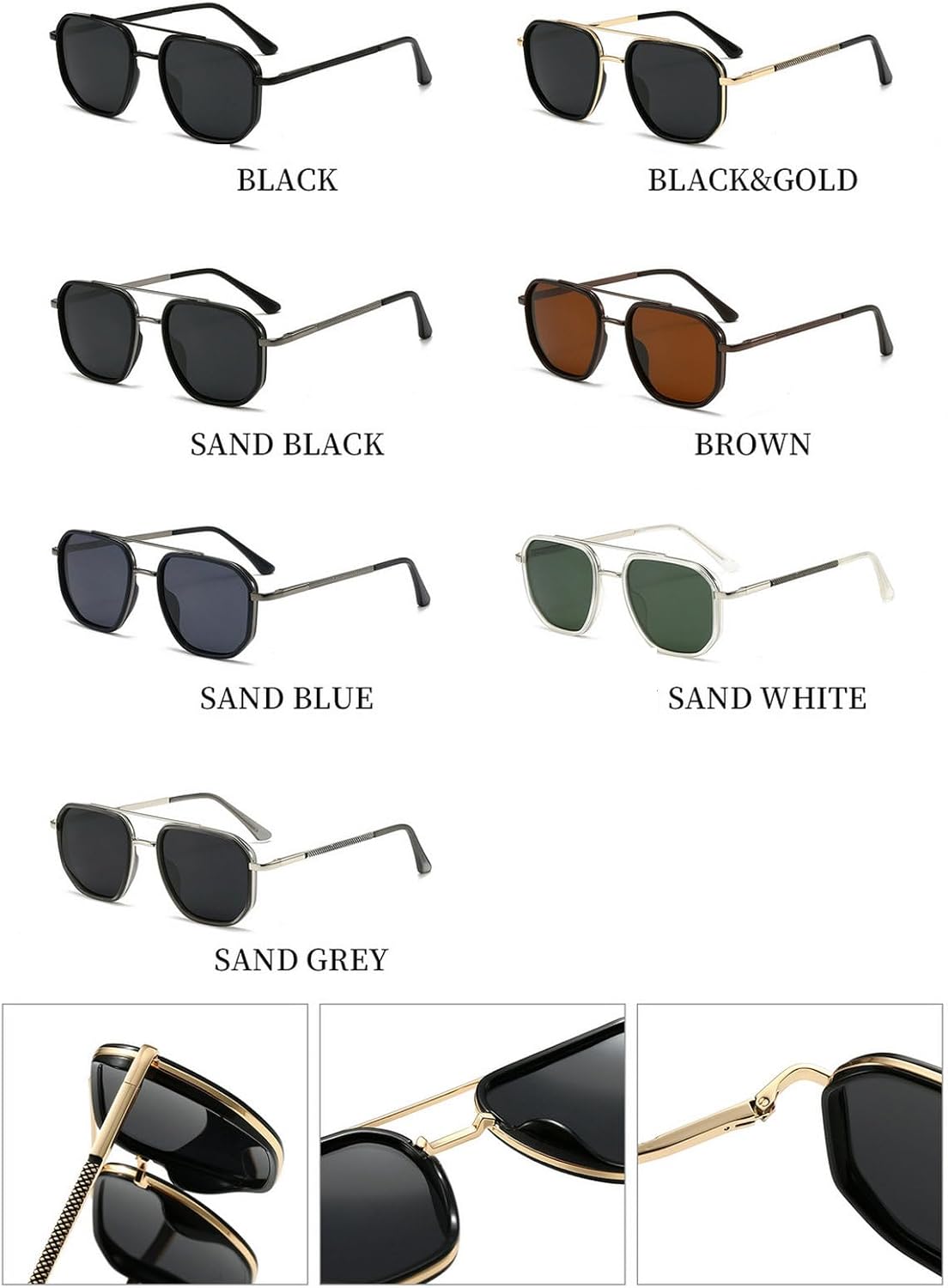 Polarized Pilot Sunglasses for Women Retro Square Frame Sun Glasses for Men Driving Travel Outdoor UV Protection - Image 7