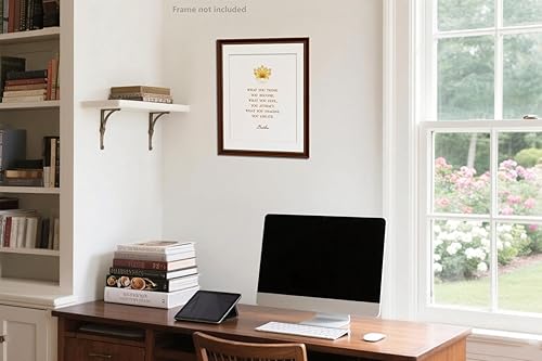 Miniatura 4 de Póster artístico en lienzo con cita de Buda, con texto en inglés «What You Think You Become», decoración de flor de loto, citas inspiradoras,