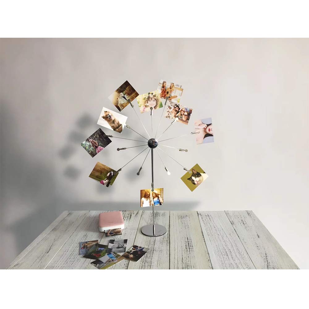 Support photo de bureau avec clips pour carte postale, carte cadeau, support de décoration, arbre de photo, support pour affichage de table, roue ciel, design romantique avec fil plaqué et