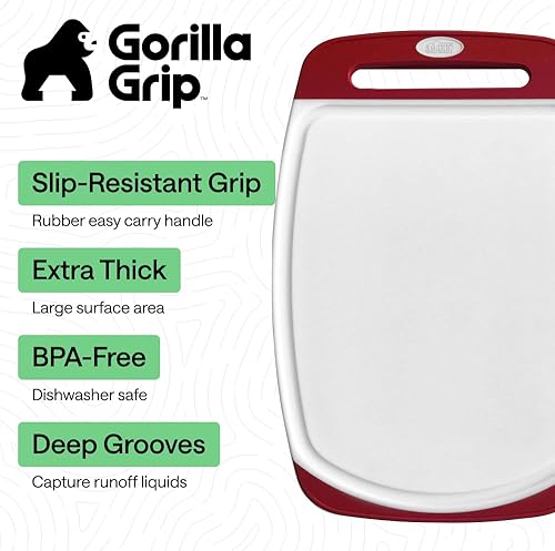 Miniatura 2 de La tabla para cortar original GORILLA GRIP (TM), antiderrapante, reversible para cortar y servir queso. Potente tecnología de agarre, sin BPA