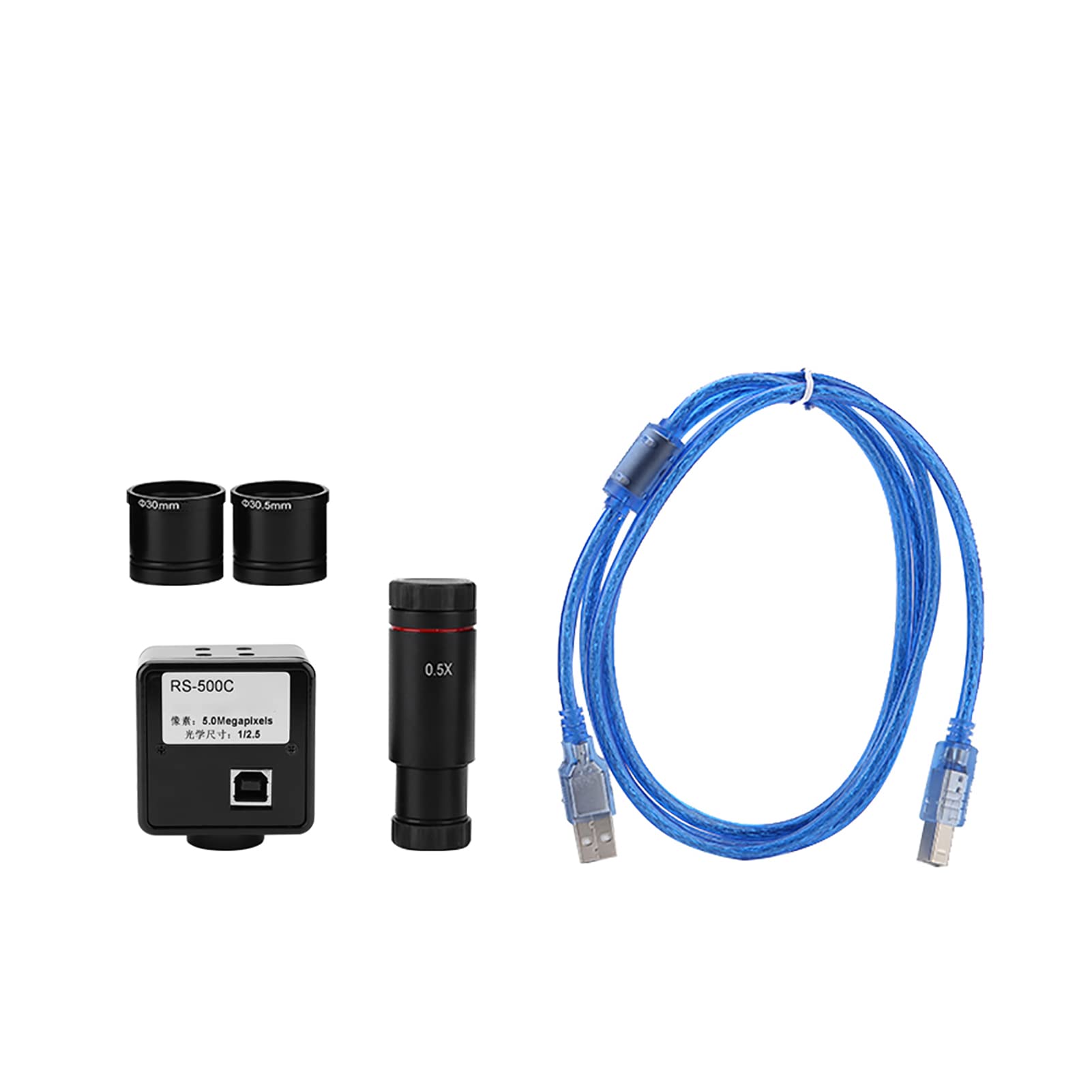 CHICIRIS Kamera z Mikroskopem USB o Rozdzielczości 5 MP, Przemysłowa Kamera Okularowa z Adapterem CCD 0,5X, do Robienia zdjęć Pod Mikroskopem i Nagrywania Wideo