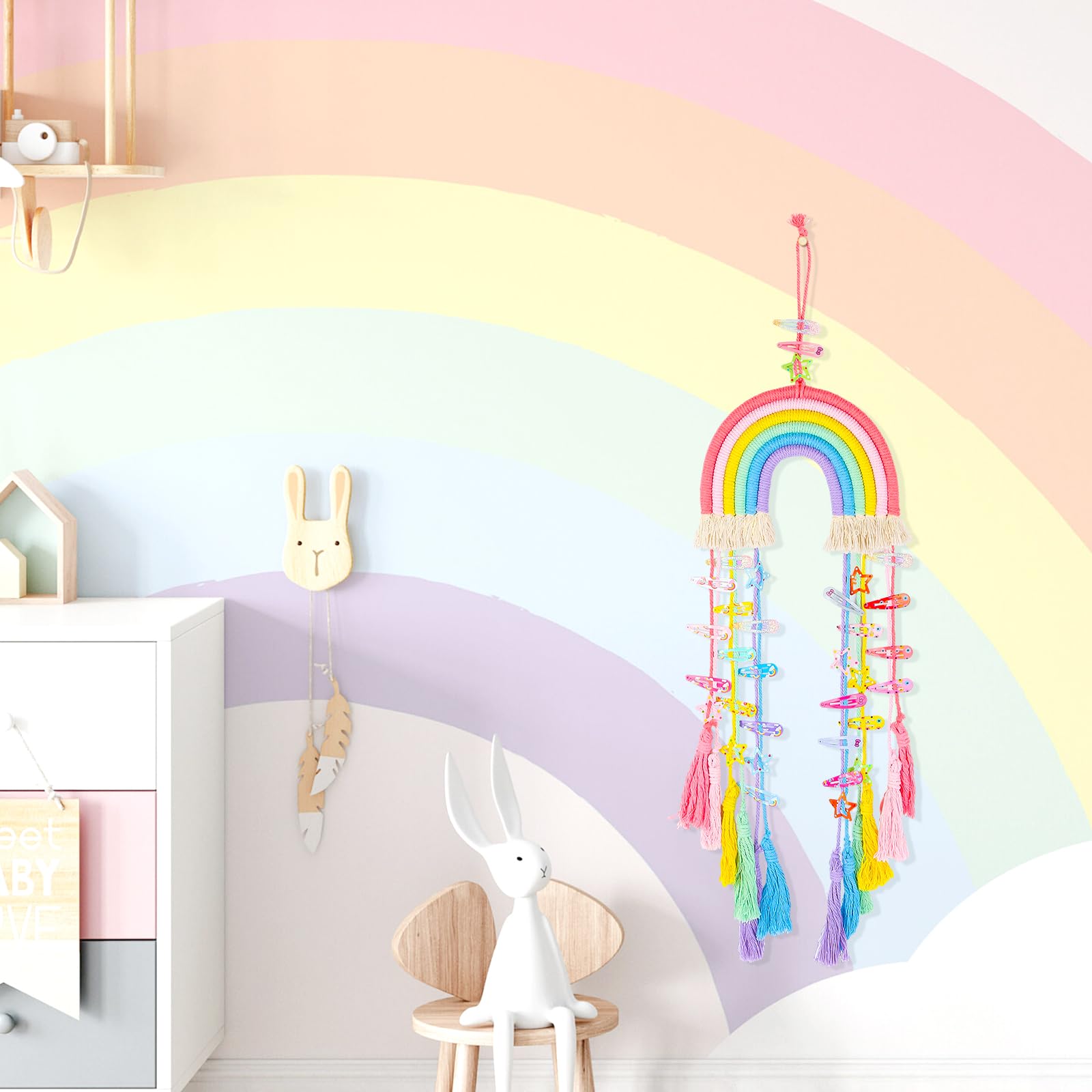 1 pz fermaglio per capelli arcobaleno fiocco in chiffon nastro forcine