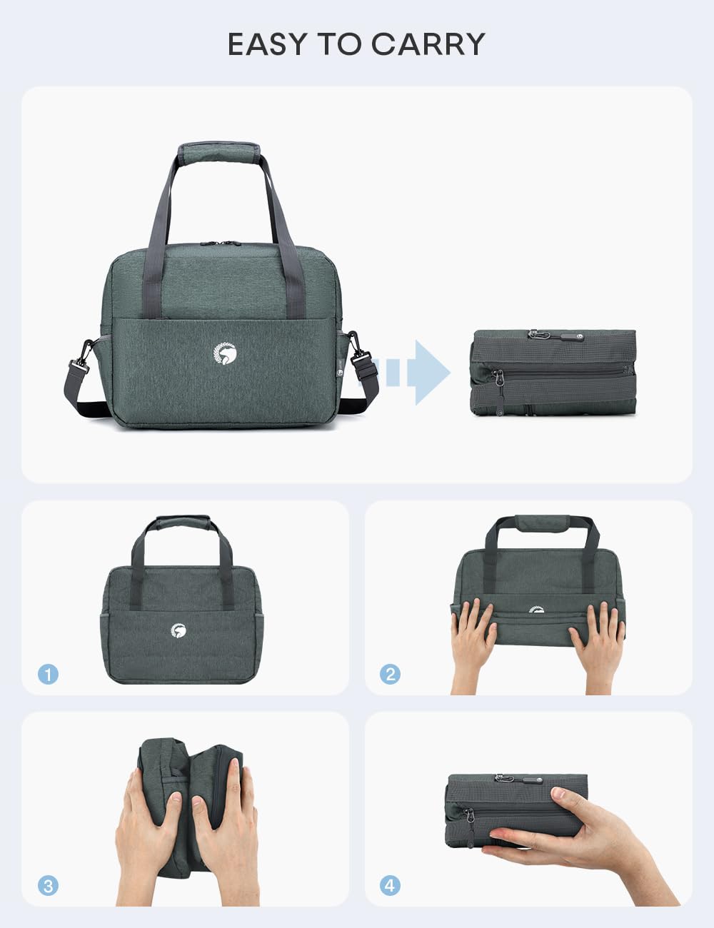 BAGZY Bagaglio a Mano 40x30x20 Wizzair, Impermeabile Borsa Cabina da Viaggio Aereo Pieghevole, Piccola a Mano per Parto Ospedale da Ginnastica, 25L Grigio Nylon