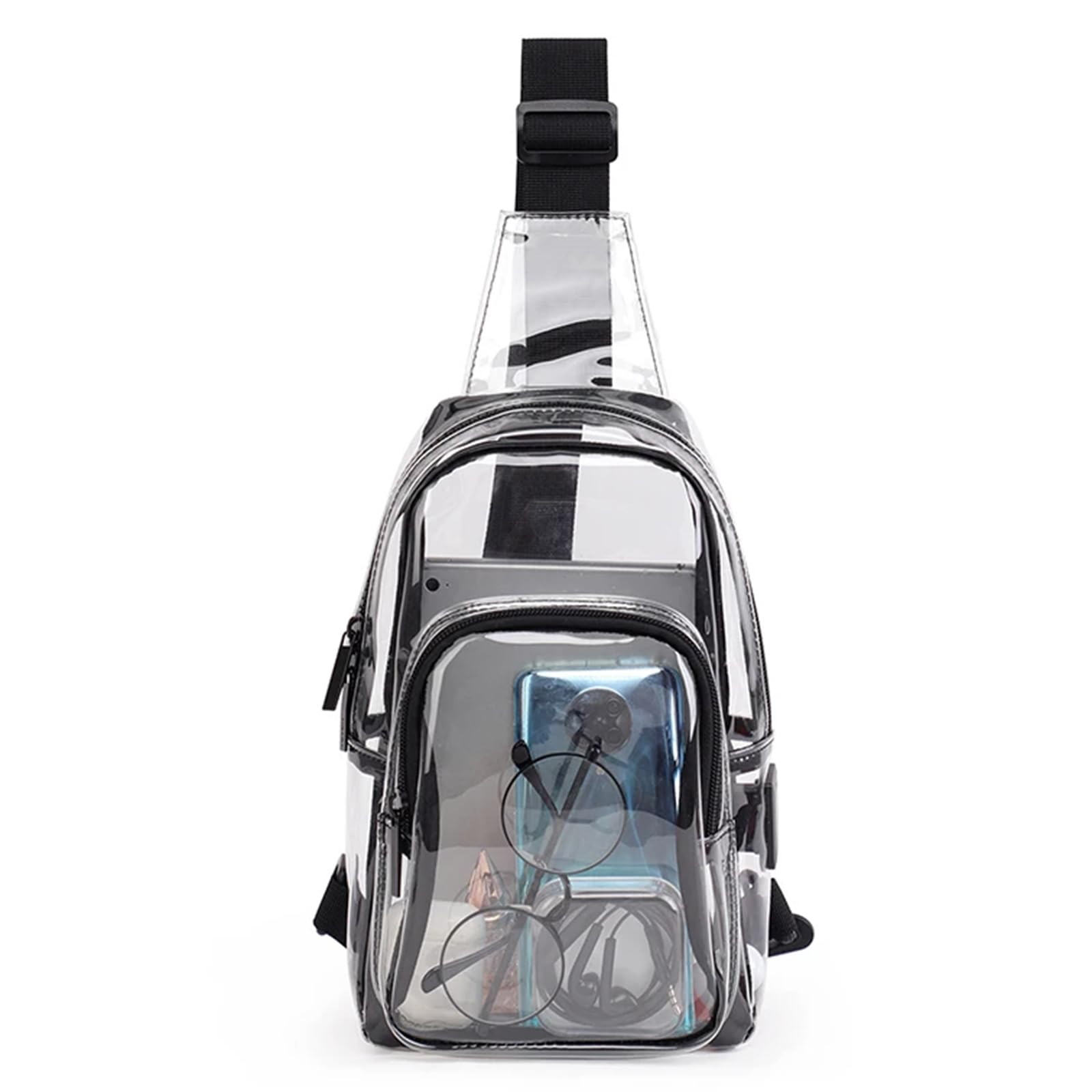 Morain Bolsas cruzadas, bolsa transparente aprobada por el estadio, mochila cruzada, mochila simple para el pecho, bolsa bandolera para eventos de estadio, conciertos, Black