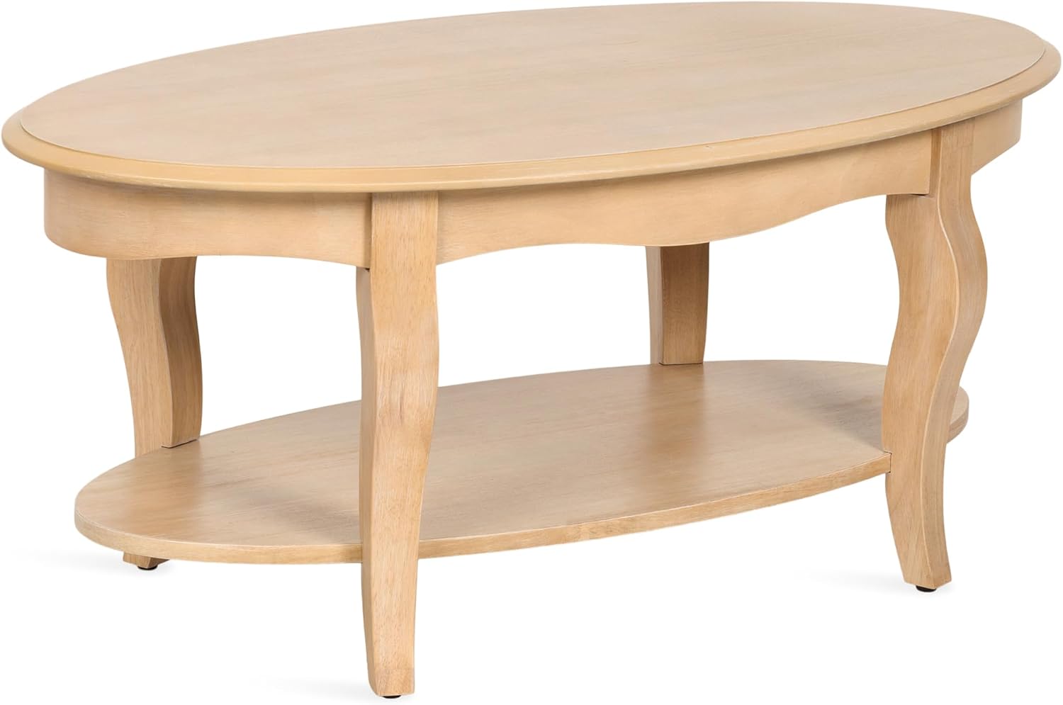 Kate and Laurel Sutherlin Vintage Tiered Oval Coffee Table, 42 x 22 x 19, Light Natural, Traditional Two-Tier Oval Living Room Table with Storage for Use as Useful Home Decor Option