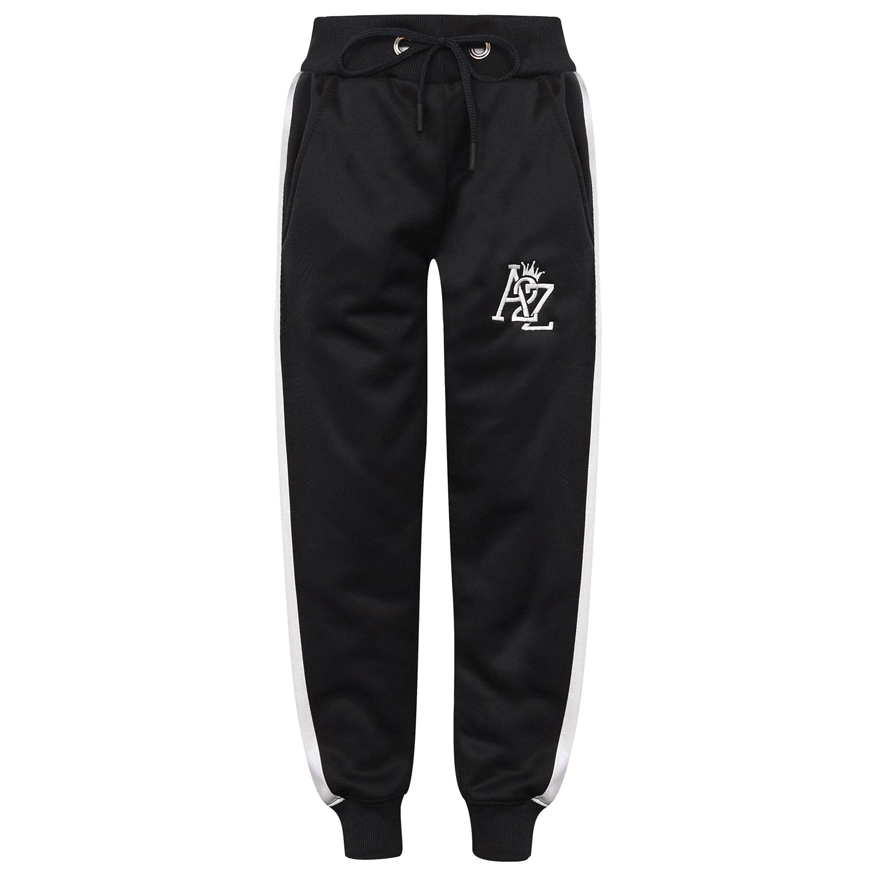 A2Z 4 Enfants Filles Garçons Unisexe Survêtement A2Z Brodé Contraste Lambrissé Toison À Capuche Hoodie Top Fond Scolaire PE Jogging Costume Joggeurs Âge 5-6, 7-8, 9-10, 11-12 Et 13 Ans
