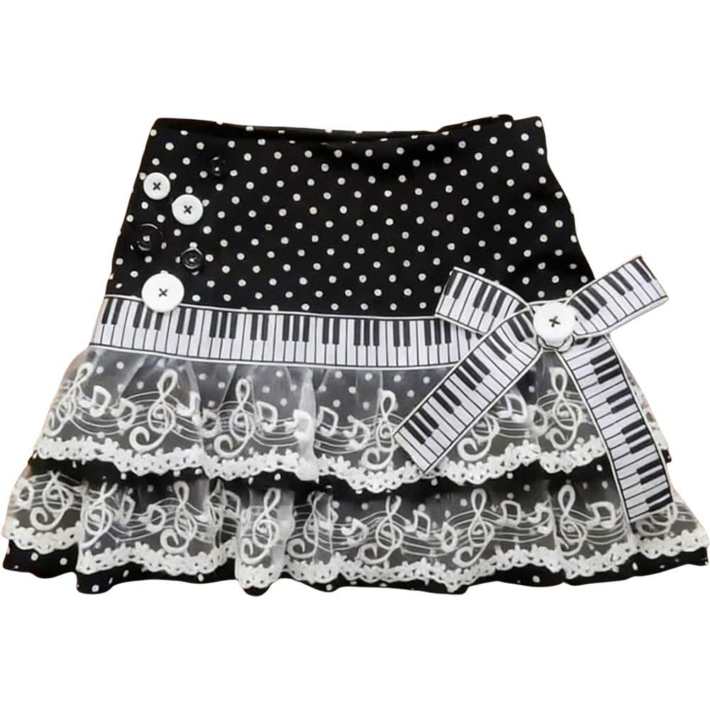 Jupes noires blanches à empiècements haut de gamme au design piano