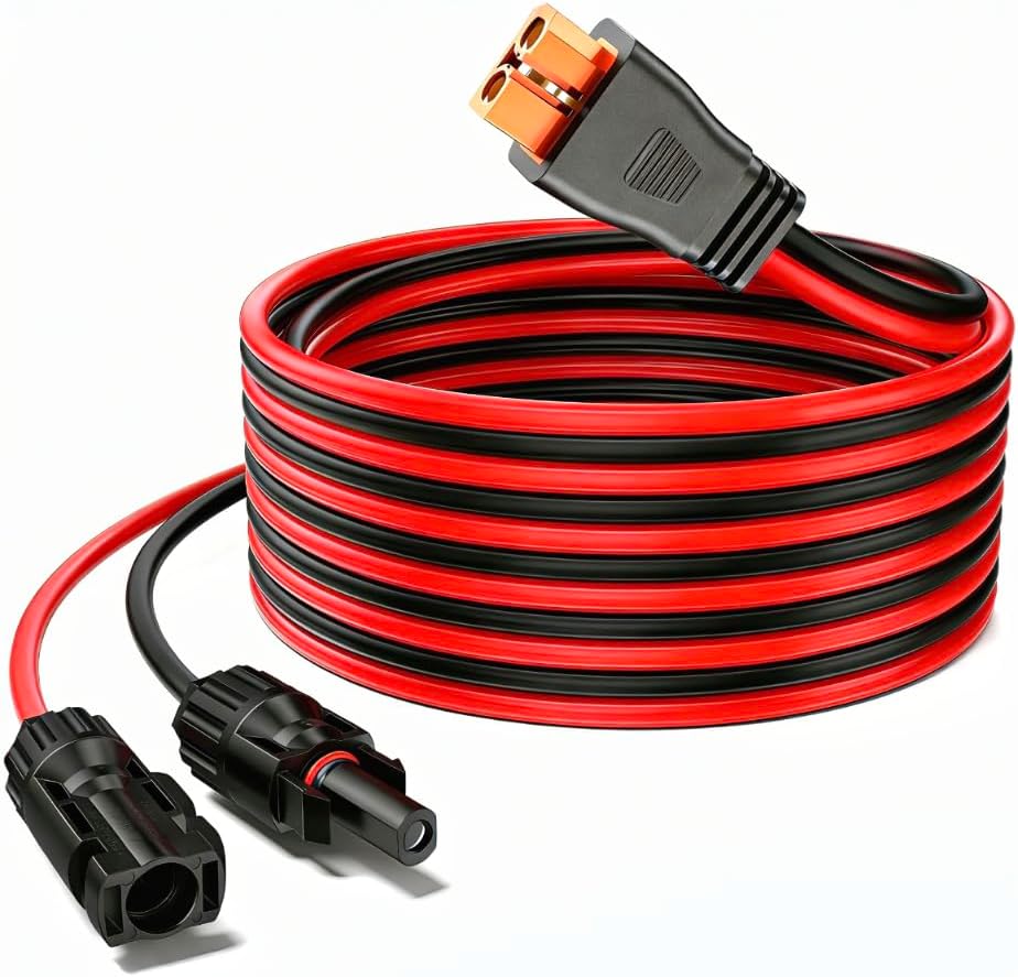 10AWG XT60i Solar Charging Cable 15FT, Heavy Duty Tinned Copper Solar Panel Extension Cord, Portable Power Station, RV, Solar Generator, Off-Grid