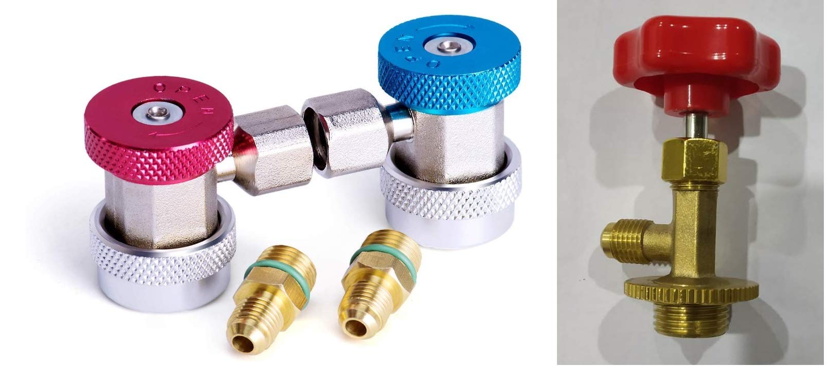 Adjustable R134a Adapter Fittings Quick Coupler Tool Kit High Low ...