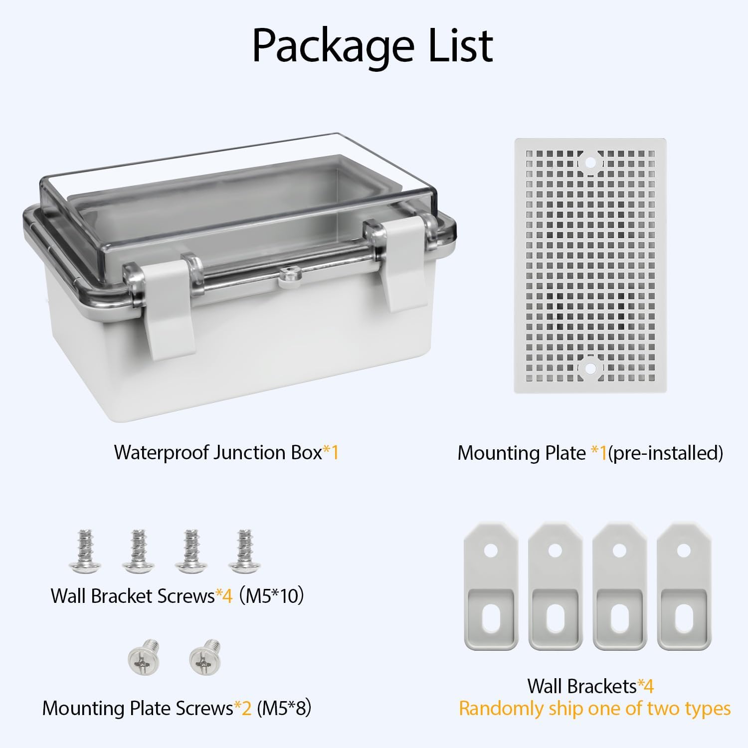 ABS Plastic Dustproof Waterproof IP65 Junction Box Hinged Shell Universal Electrical Project Enclosure Gray, with PC Transparent Clear Cover 5.9 x 3.9 x 2.8inch(150 x100 x70mm)