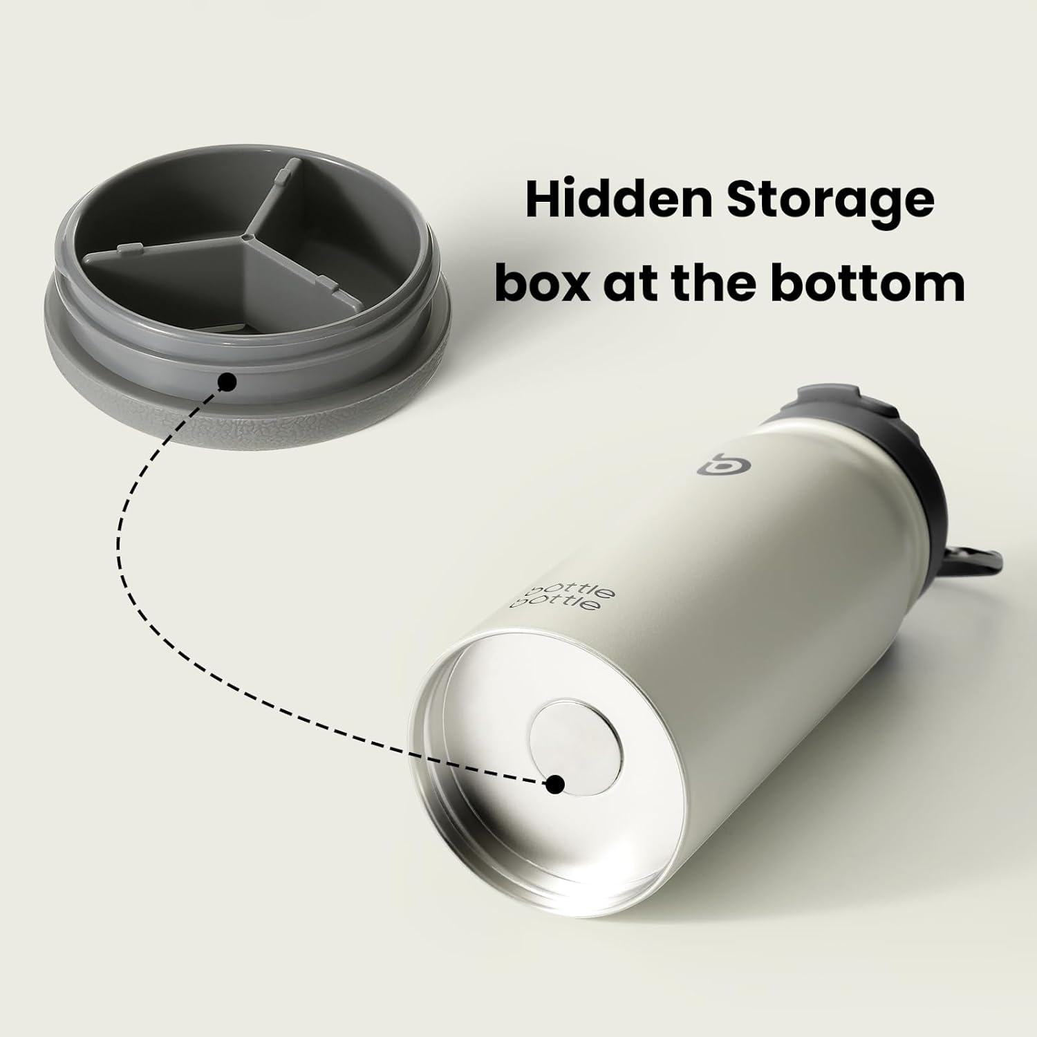 BOTTLE BOTTLE 16 oz sports water bottle stainless steel insulated kids water bottle with straw and pills holder for gifts and school( gray) - Image 2