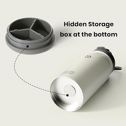 Miniatura 10 de BOTTLE BOTTLE Botella de agua deportiva de 16 oz con aislamiento de acero inoxidable para niños con popote y soporte para pastillas para regalos y