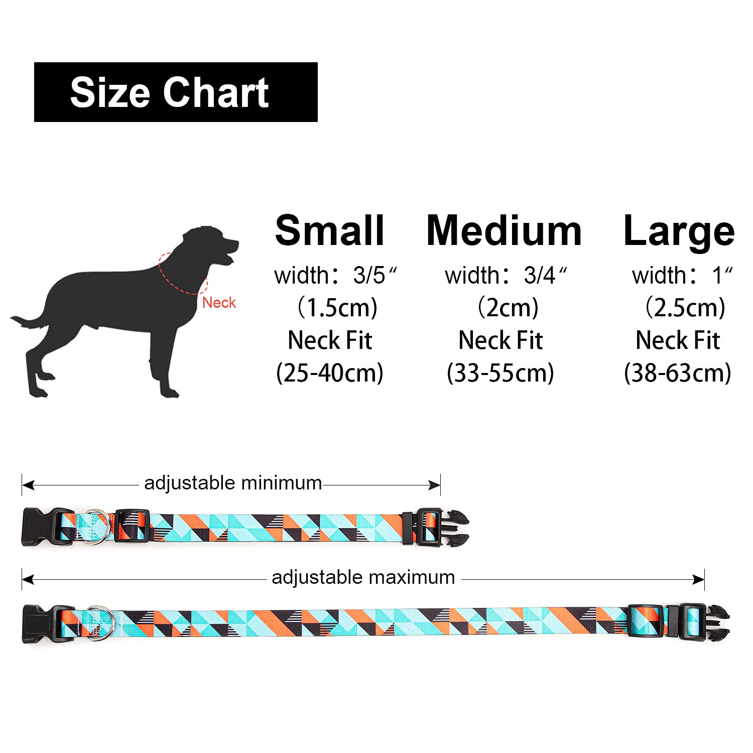 Adjustable Dog Collar with Patterns, Ultra Comfy Soft Nylon Breathable Pet Collar for Small Medium Large Dogs (L, Floral Orange) — view 71