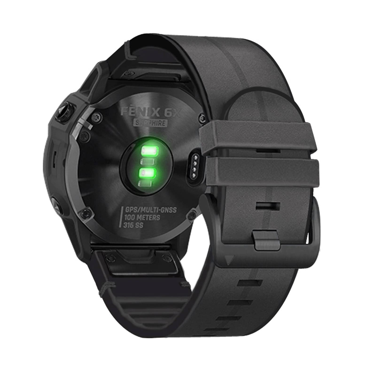 Bracelet anti transpiration Fenix 6 Pro 22mm noir silicone pour montre Garmin Fenix 7 5 935