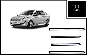 Empica Car Door Cladding Side Beading Door Protector Garnish with Chrome Strip Compatible for Ford Aspire (Set of 4 Pcs, Black)