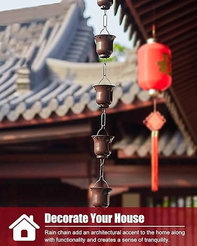 Miniatura 4 de ZIMGOD Decoración de cadena de lluvia para taza de té, cadena de bajante para canaleta de lluvia, atrapador de lluvia para puerta delantera de
