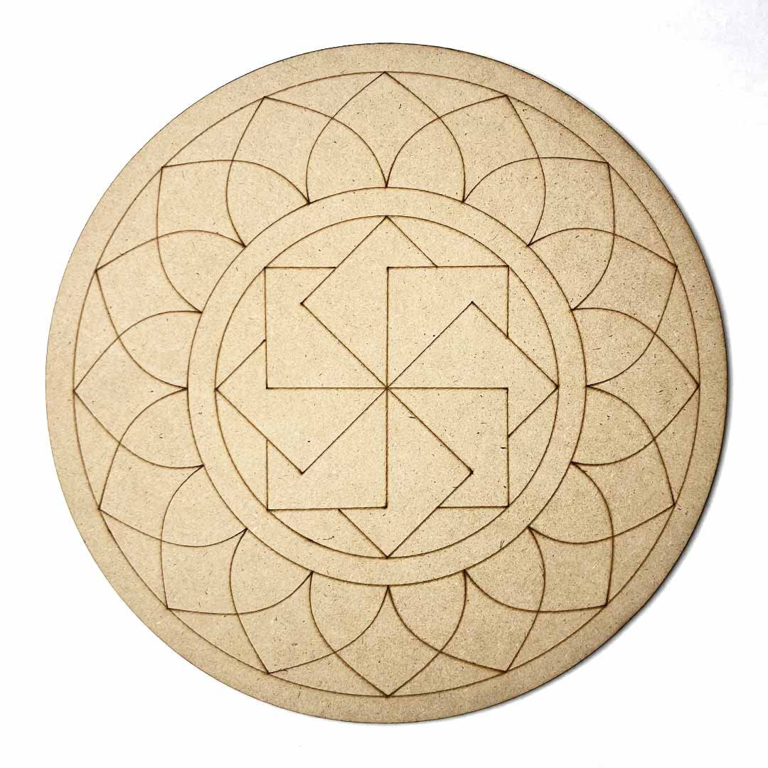 AdikalaGeometric with Mandala Design MDF for DIY | for Decorations, Festival Gift, Wedding Decorations 12.inch