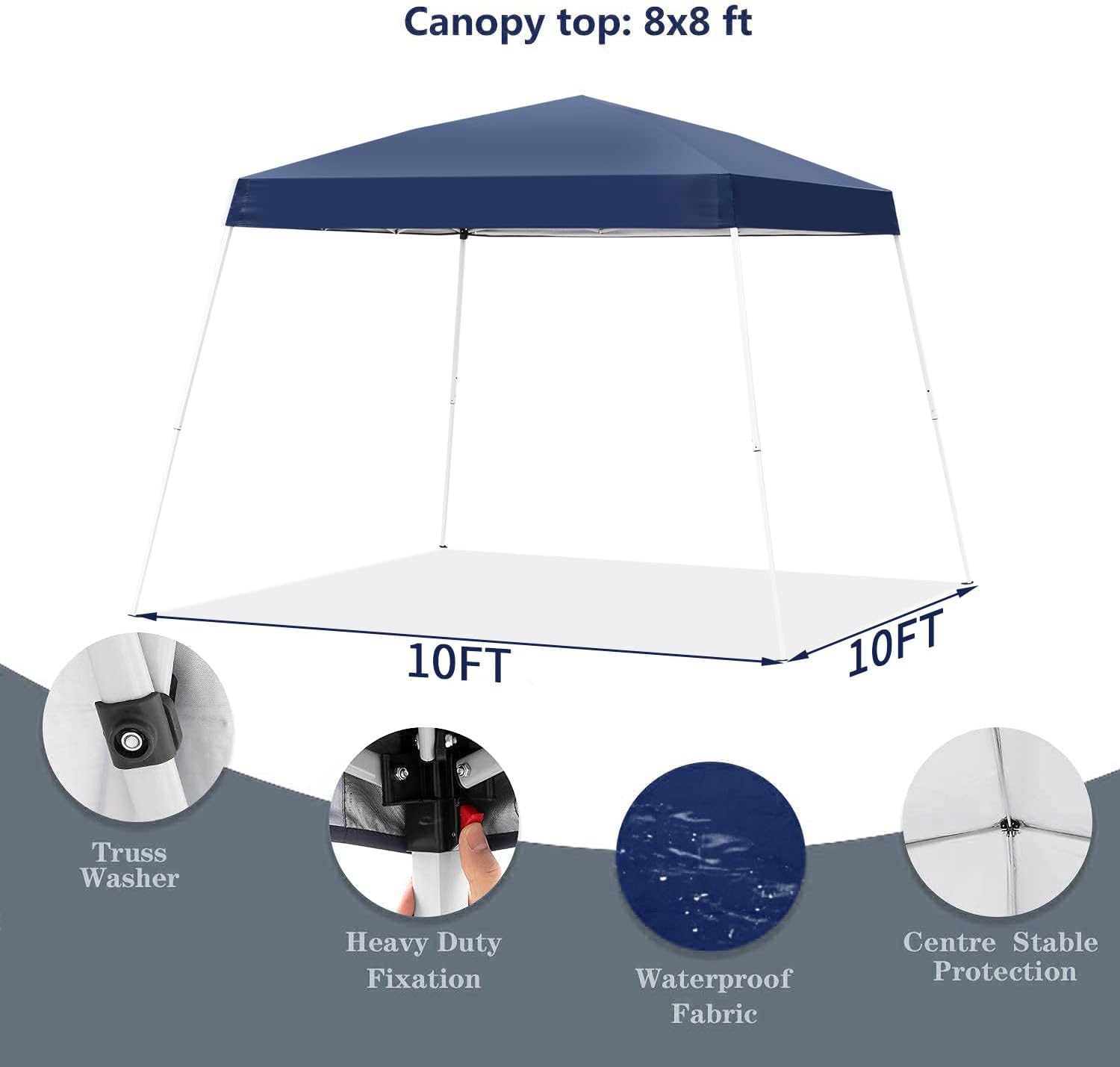 GDY Outdoor 8x10 Ft Pop Up Canopy Tent,Portable Instant Folding Shelter Gazebos, Patio Canopy with Carrying Bag,Navy Blue.