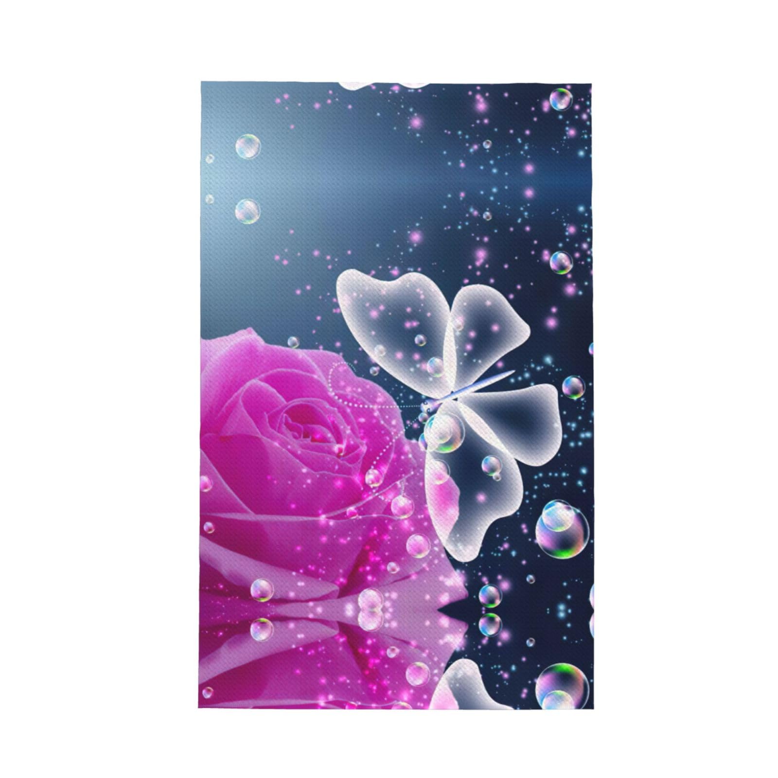 Xxahnbm Black Rose And Butterfly Print Waffle Kitchen Towel,Absorbent Hand Towel