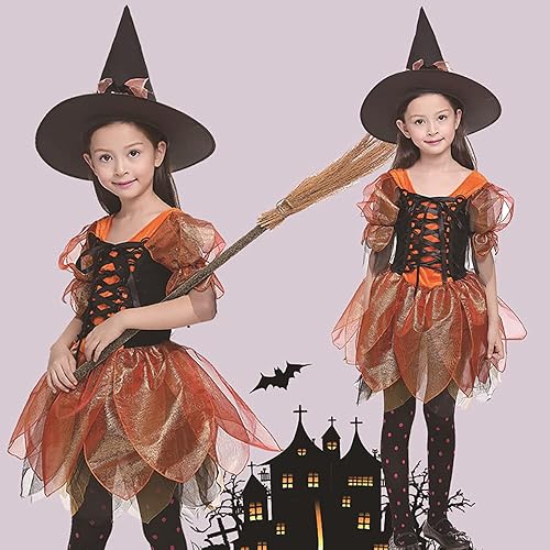 Miniatura 9 de JIFRE Cute Children Halloween Orange Witch Costume for Girls, Toddler Infant Baby Halloween Costume Outfit Cosplay