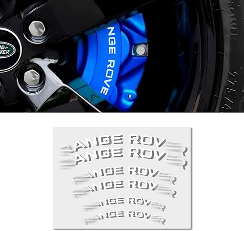 6 calcomanías de pinza de freno de automóvil compatibles con Range Rover, decoración deportiva de moda, decoración exterior automotriz, color blanco