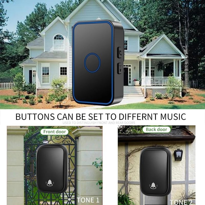 ホームドアリング 150 メートル範囲ベルチャイム米国 EU 英国プラグワイヤレスドアベル自己電源防水バッテリー不要