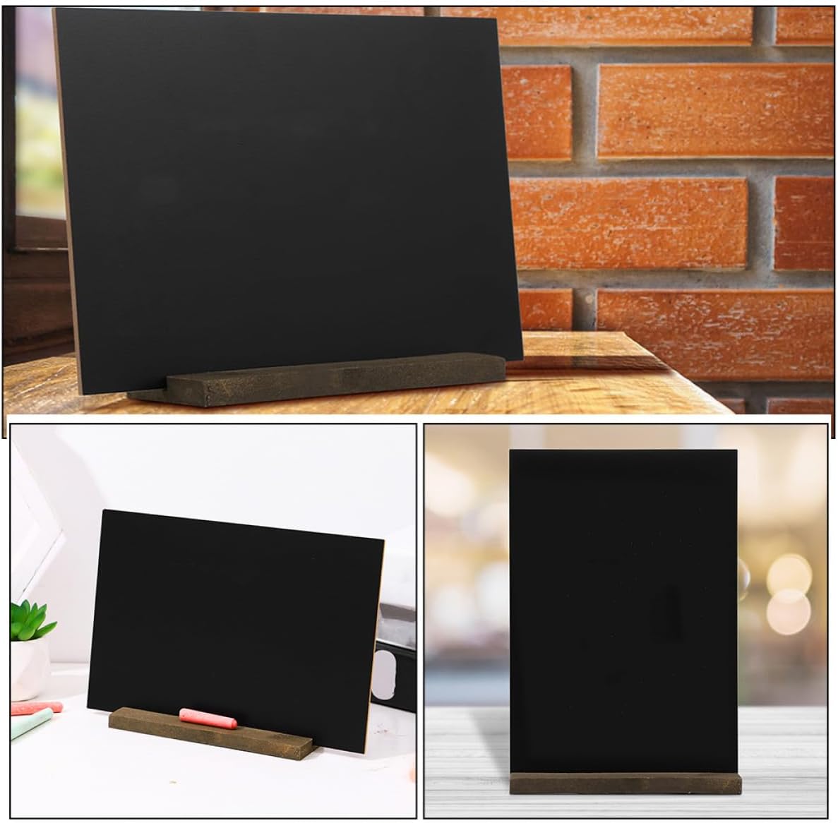 SEWACC 2pcs Mini Wooden Chalkboard Signs with Base, Reusable Decorative Chalkboard for Kitchen Menu, Party Buffet, and ’ Drawing, Small Tabletop Display Boards