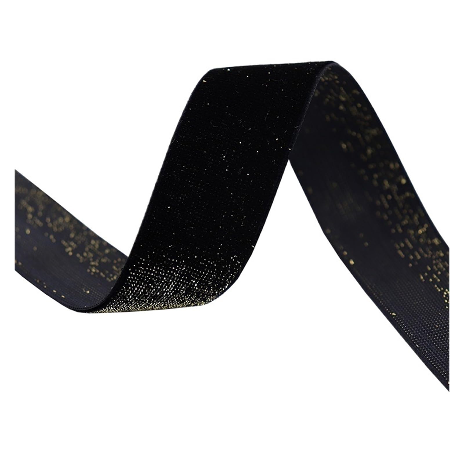 Wintage'owe aksamitne wstążki, Czarna aksamitna wstążka ze złotymi i srebrnymi nitkami 5/10 jardów 10-38 mm(25mm Golden wire,10 yards)