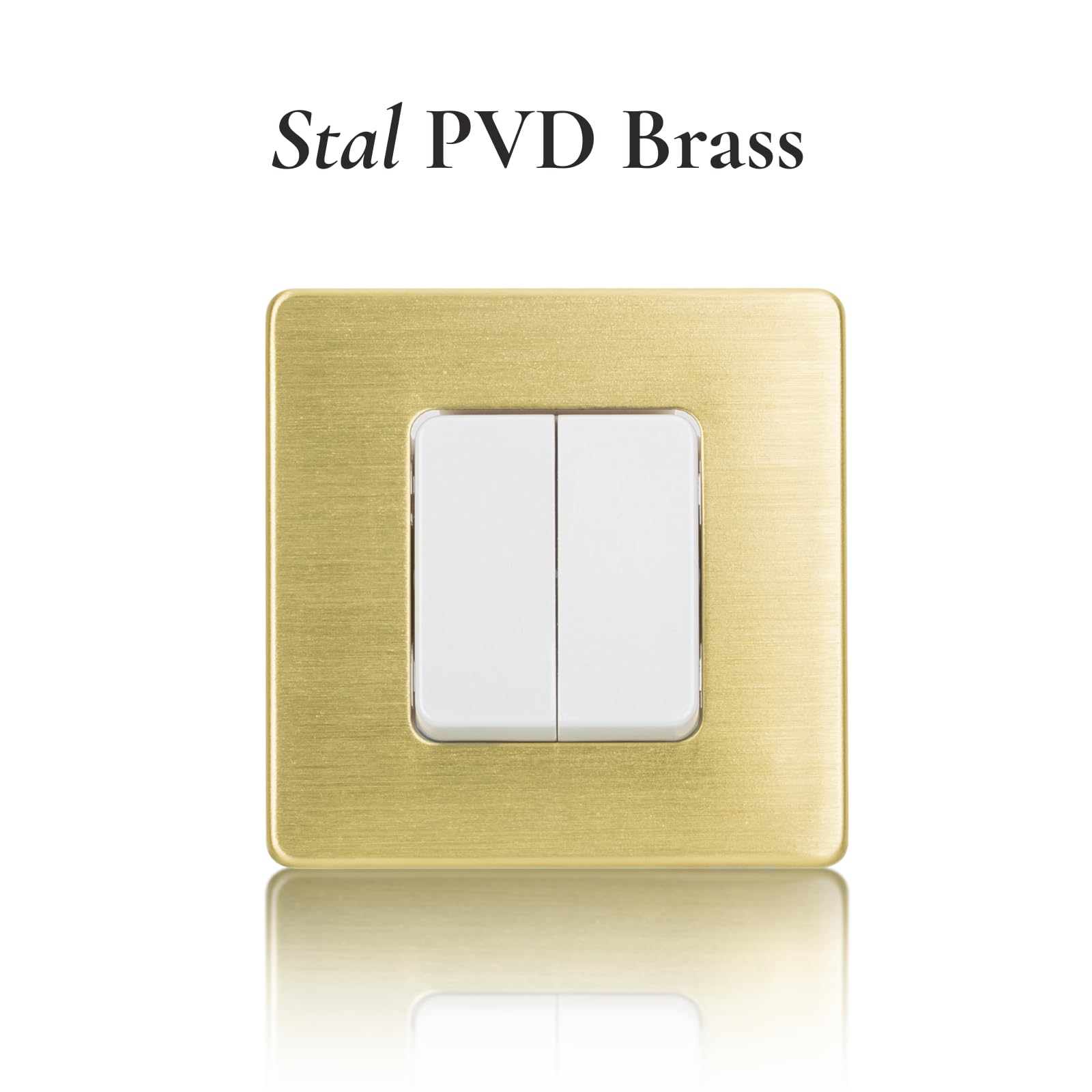 Włącznik Światła Podwójny Biały Schodowy Stal Szczotkowana PVD Brass