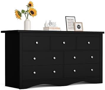 amazon black dresser Cyclysio Dresser for Bedroom with Clothes Rack, 5 Drawers Dresser with   WoodArtSupply