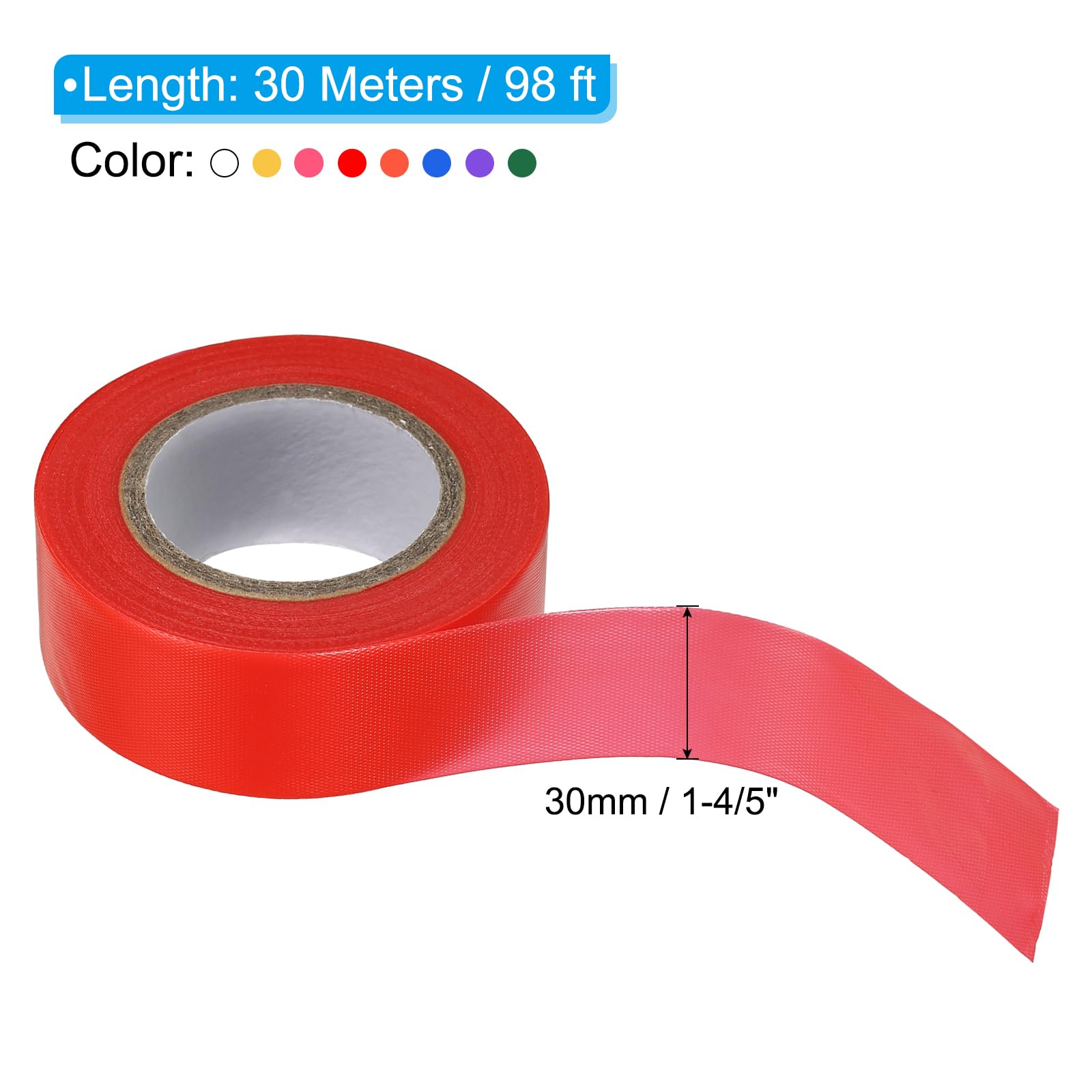 PATIKIL 8 Confezioni 1.2" x98' Nastro Segnaletico Neon in PVC Non Adesivo