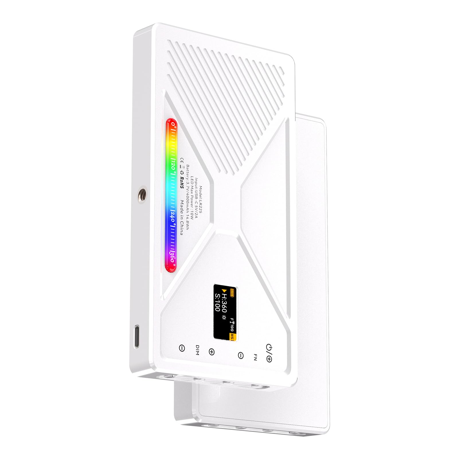 Andoer RGB LED Videoleuchte, Kamera Videolicht 2500K-9900K Dimmbare 24 Szeneffekte Videokonferenzleuchte mit Kaltem Schuhhalter für DSLR-Kamera, Eingebaute Batterie