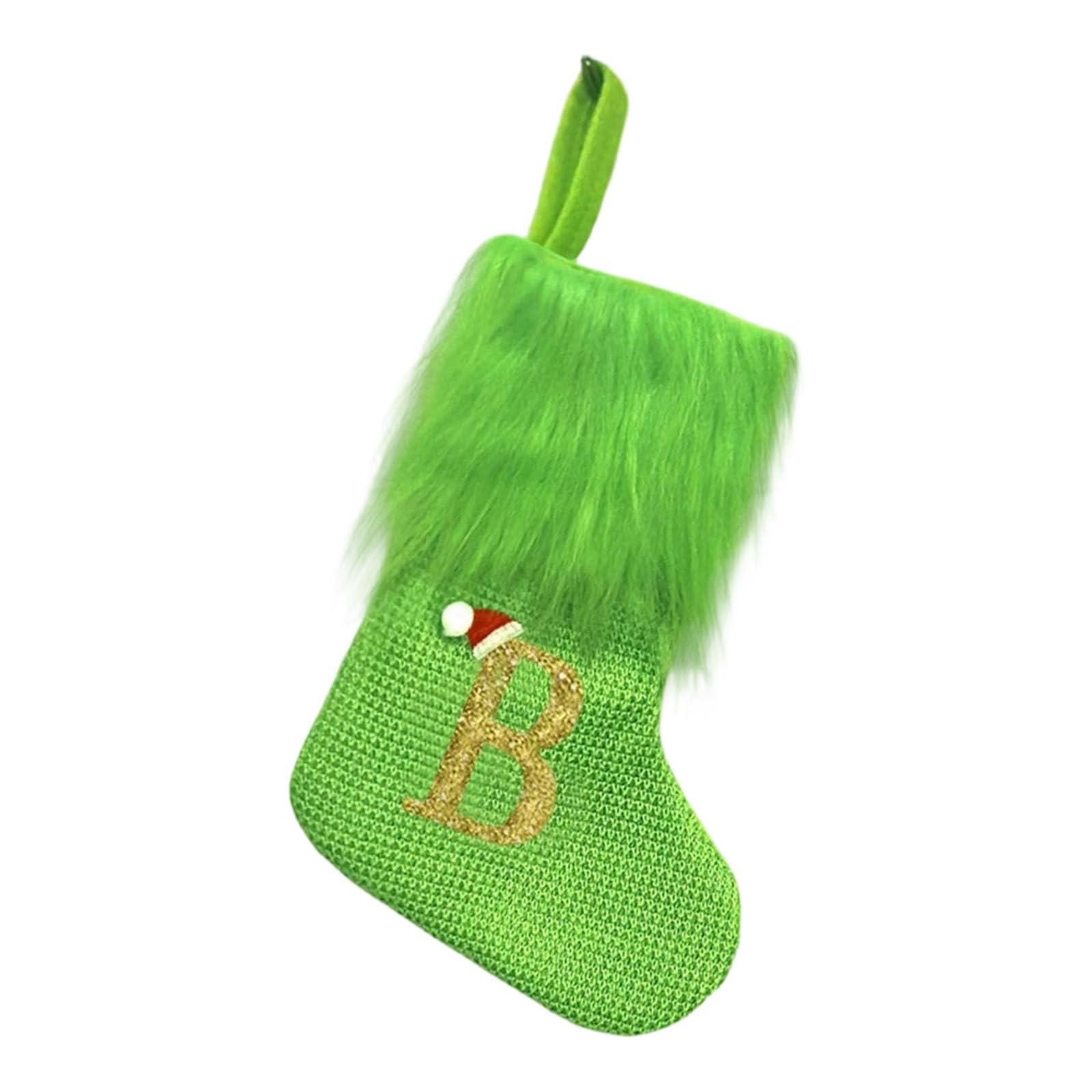 Xjdzineq Holiday Sock Durablility Hanging for Candy Gifts Holder Festival Decoration Classical Christmas Letter Knitted Stocking Bag