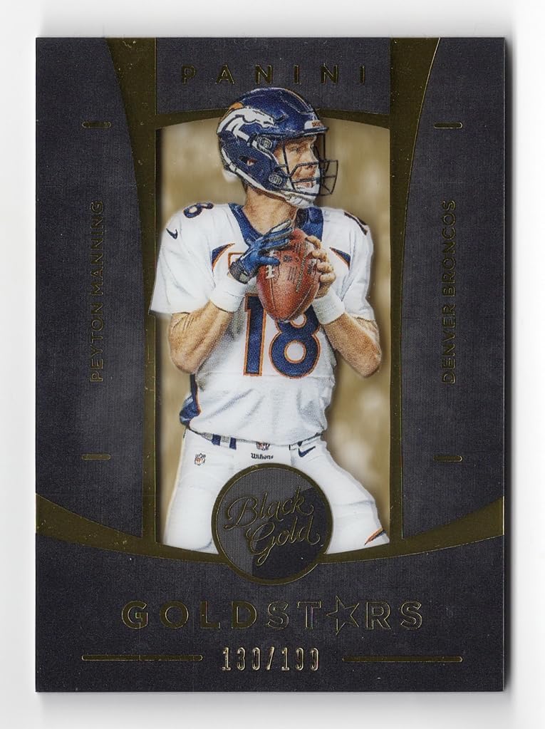 Peyton Manning 2015 Panini Black Gold Football GOLD STARS (Denver Broncos) Insert Trading Card #130/199 (Only 199 Made)